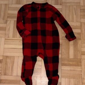 Old Navy Red and Black Checkered Kids Footie